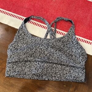 Lululemon Athletica Black and White Patterned Long line Energy Sports Bra
